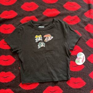 NWT forever 21 powerpuff girls black crop top S